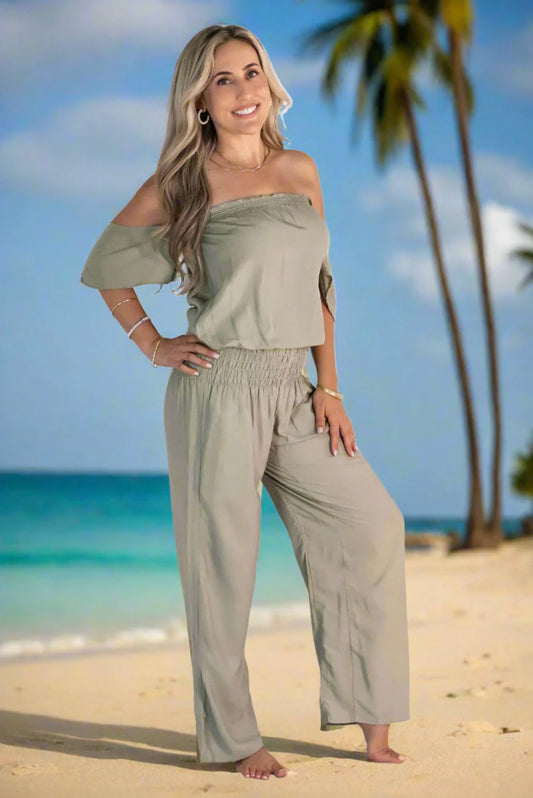 Flare Pants w/2 Pockets-Sage