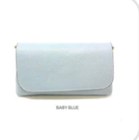 Italian Leather Clutch & Crossbody-Light Blue