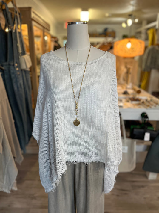 Fishnet Crochet Top-White