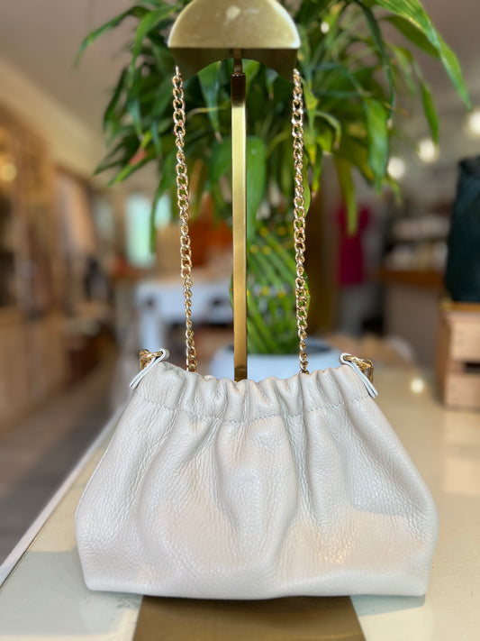 Italian Leather Clutch & Crossbody-Ivory