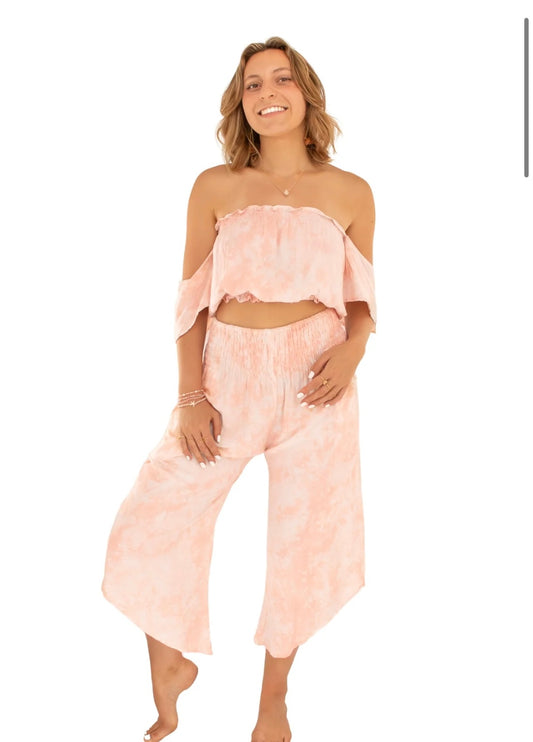Flared Capris w/2 Pockets-Peach Sherbert