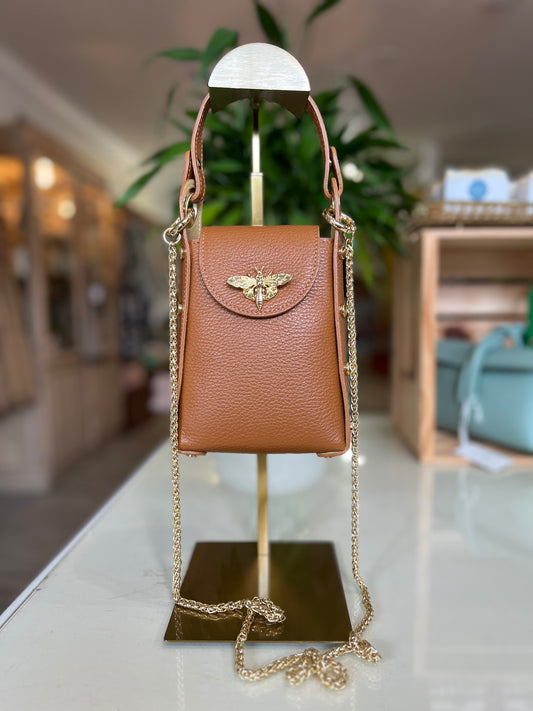 Leather Butterfly Clutch-Camel