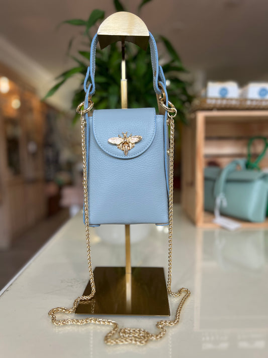 Leather Butterfly Clutch-Light Blue