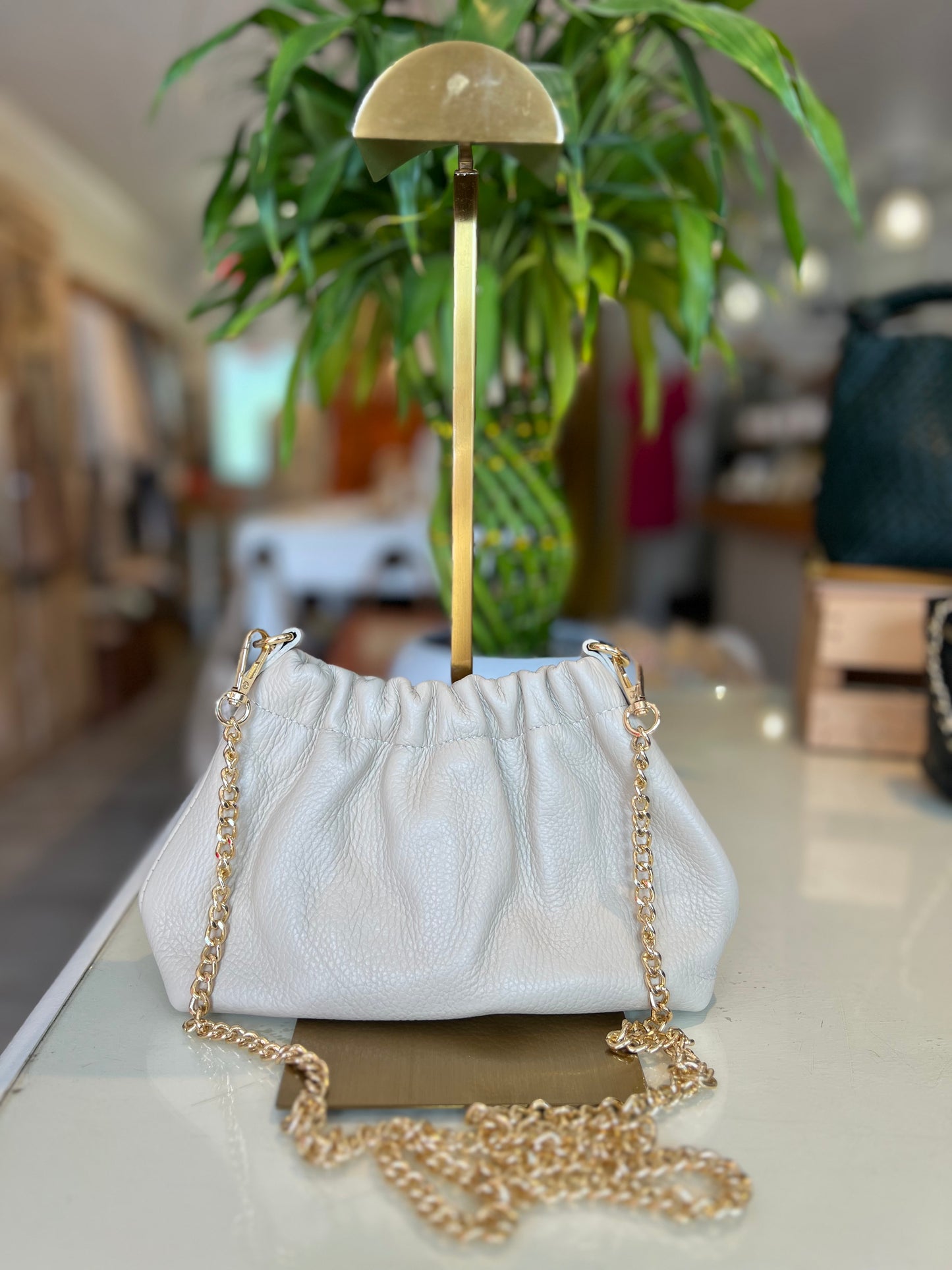 Italian Leather Clutch & Crossbody-Ivory