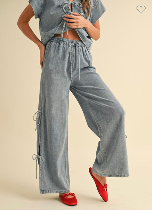 Denim Tied on the Side Pants