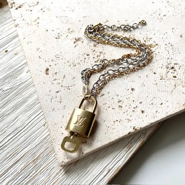 Louis Vuitton Repurposed Upcycled LV Lock Necklace