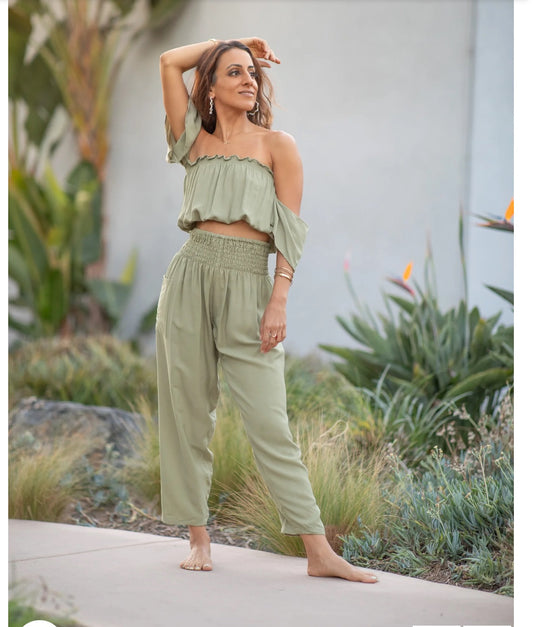 Petite Straight Leg Pants w/One Pocket-Sage