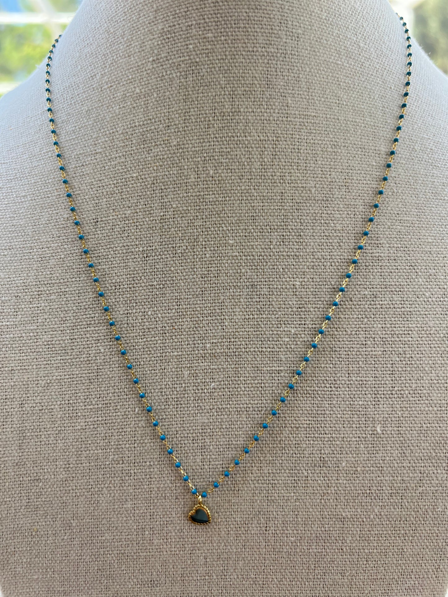 Mini Heart Necklace-Turquoise