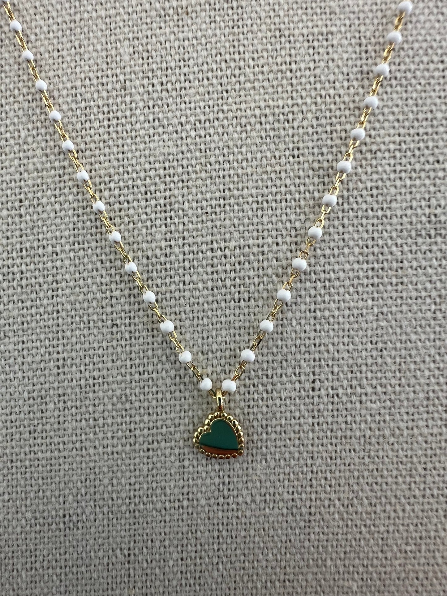 Mini Heart Necklace-White