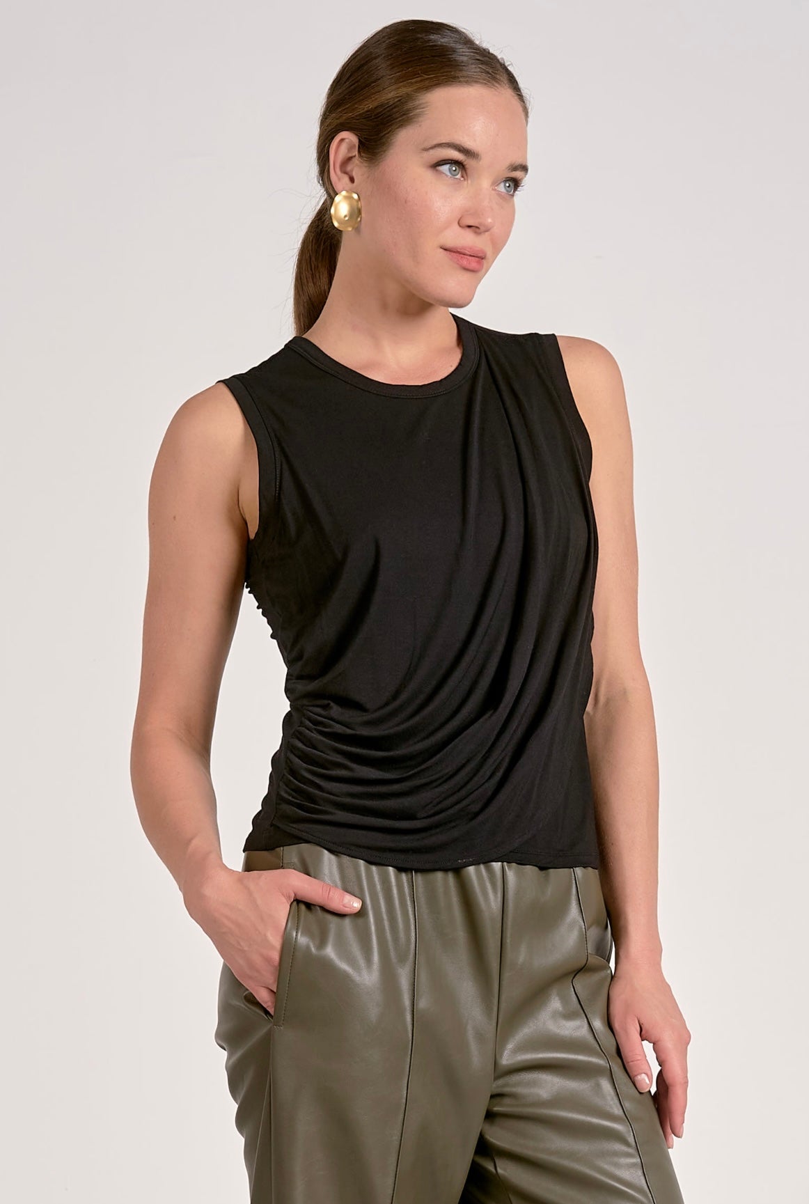 Tank Top Draped-Black