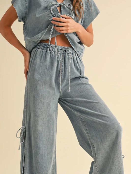 Denim Tied on the Side Pants