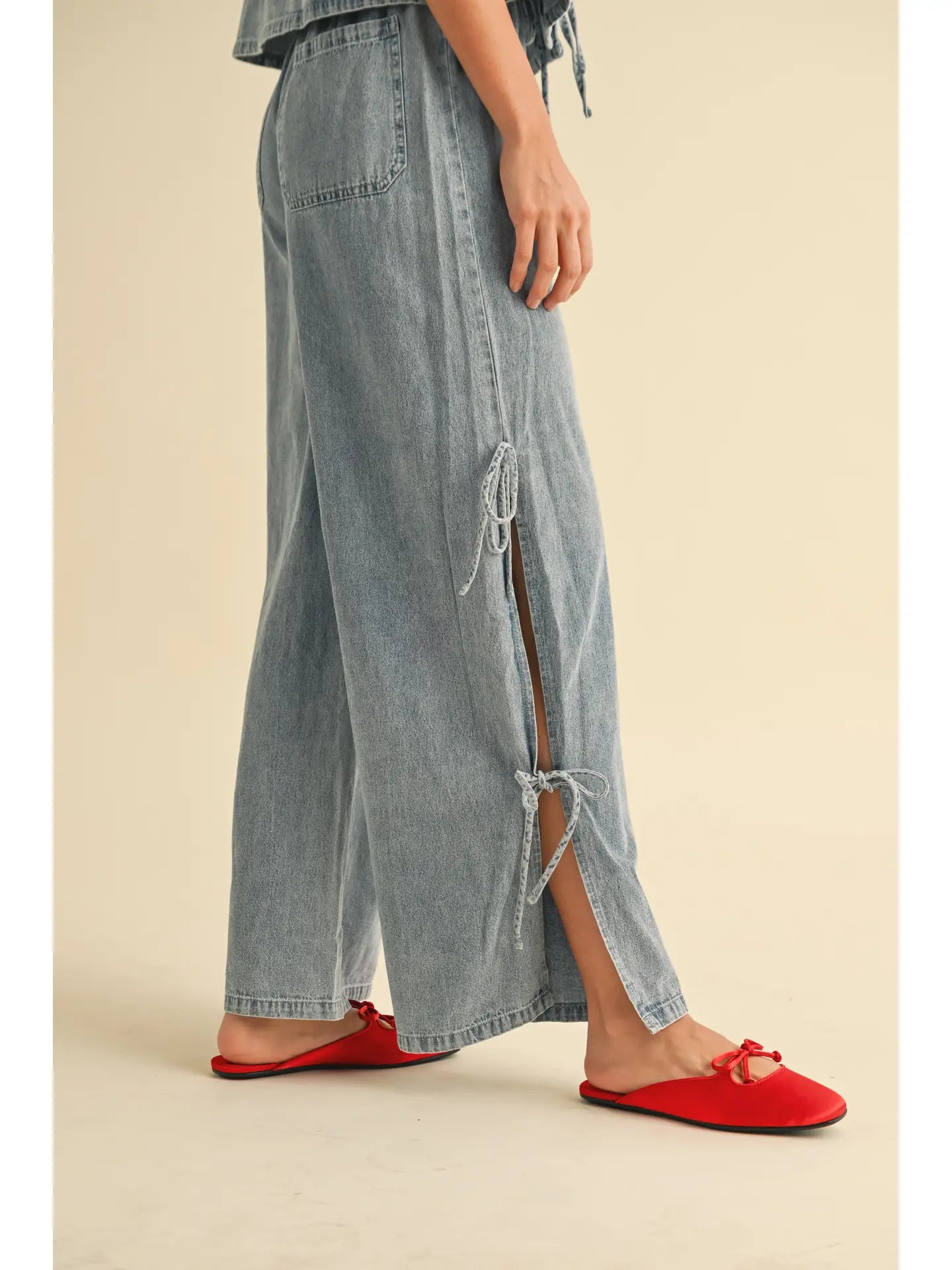 Denim Tied on the Side Pants