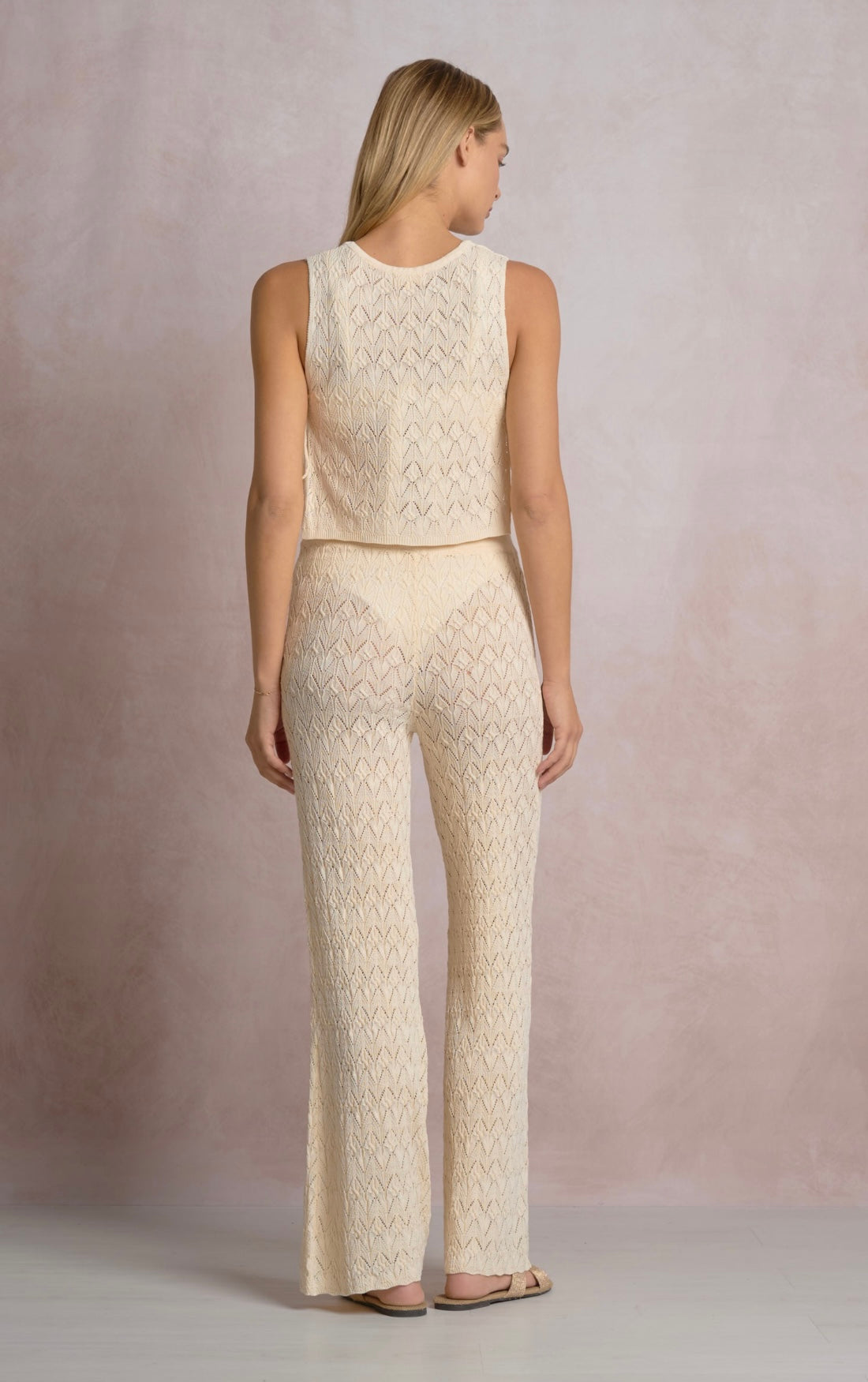 Crew Neck Side Tie Top-Natural