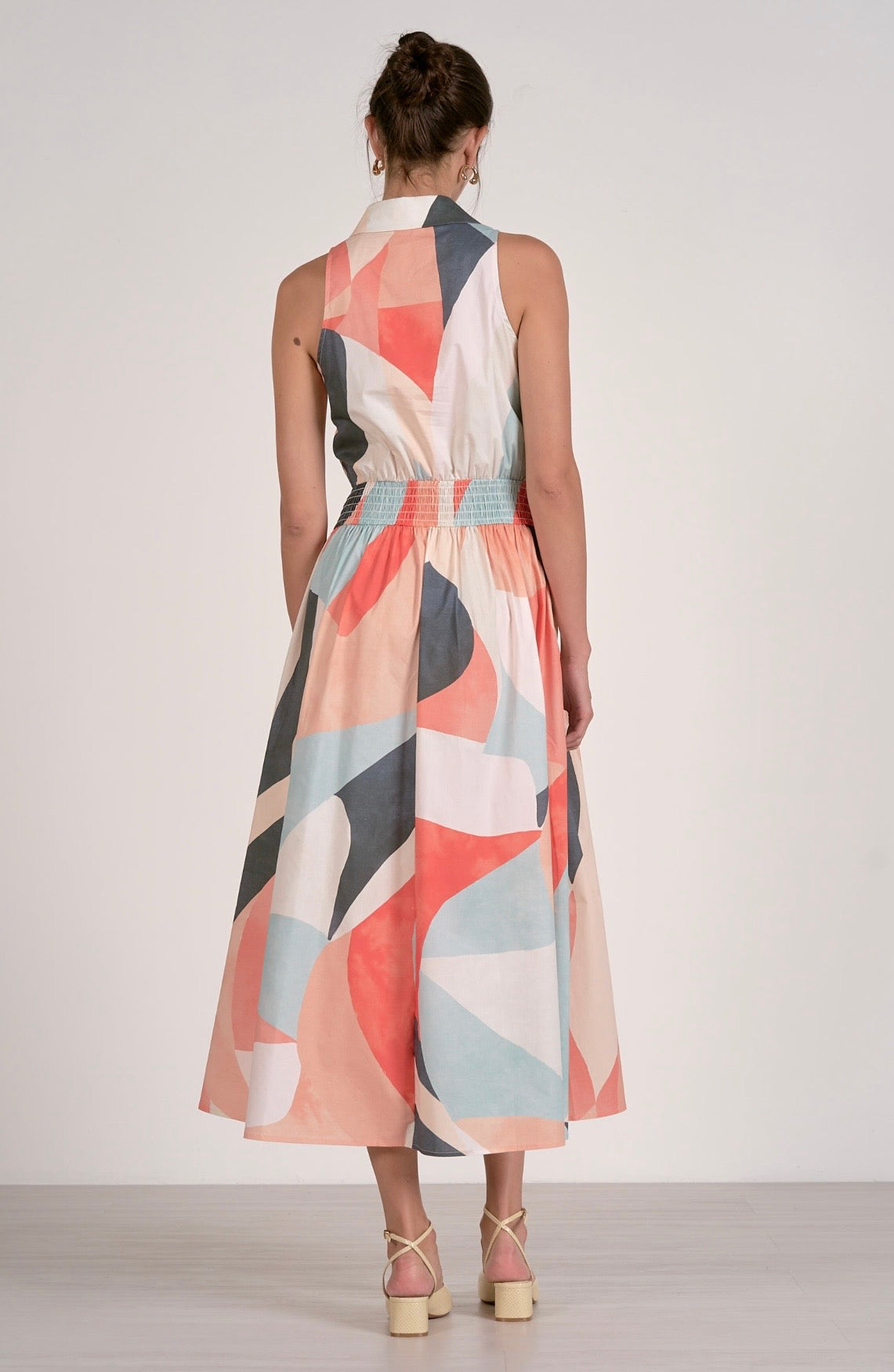 Collared Maxi Dress-Multi Prism