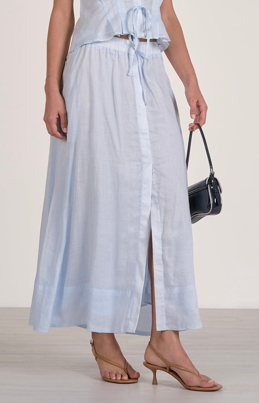 Maxi Skirt w/Slit-Light Blue