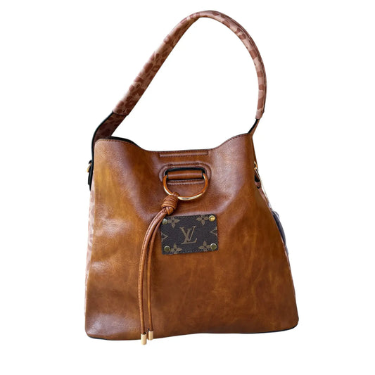 Lawless Leopard Trim Hobo-Cognac