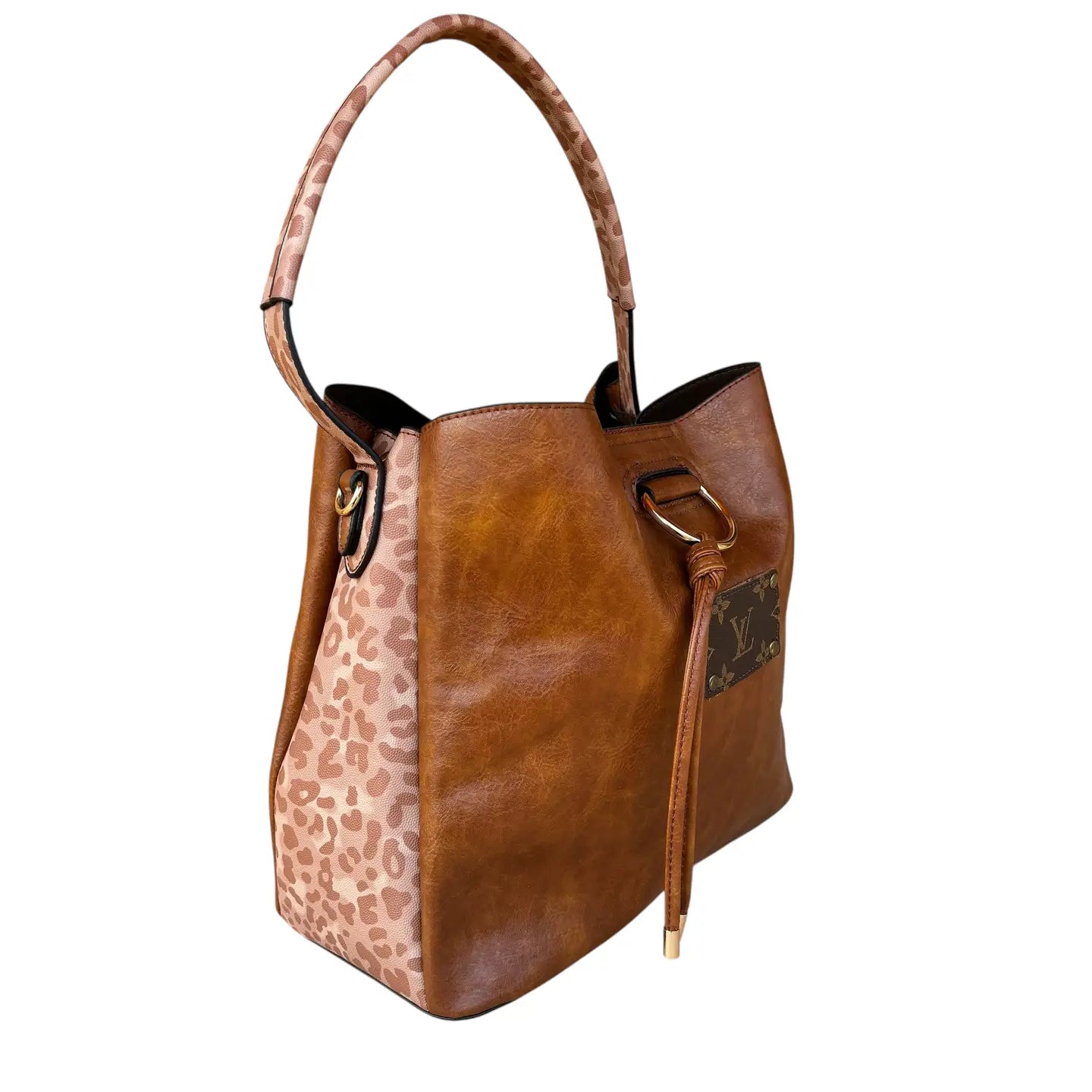 Lawless Leopard Trim Hobo-Cognac