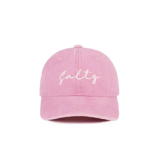 Salty Lettering Embroidery Adjustable Strap Baseball Cap-Pink