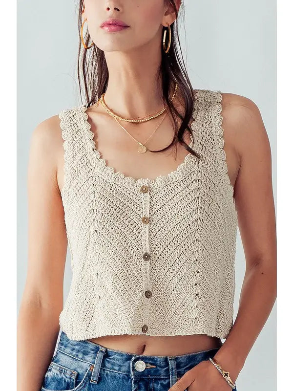 Hand Knitted Crochet Cropped Top