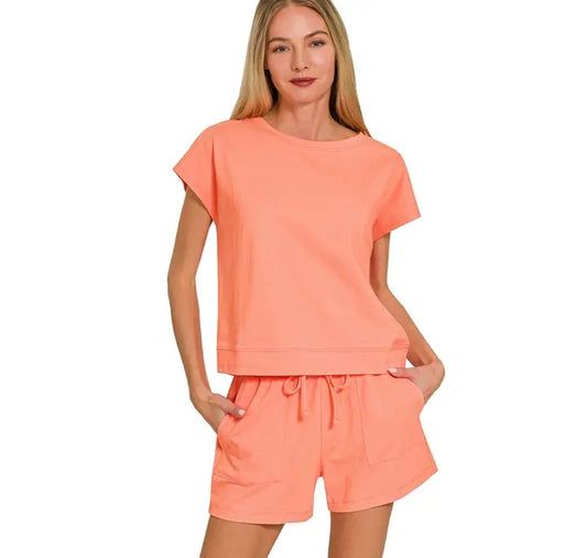 Premium Cotton Shorts-Coral