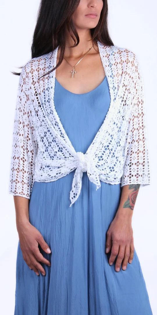 Kara Short Knit Cardigan-White