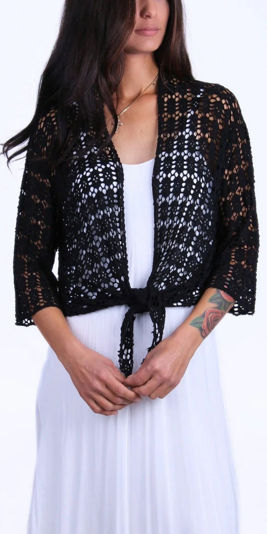 Kara Short Knit Cardigan-Black