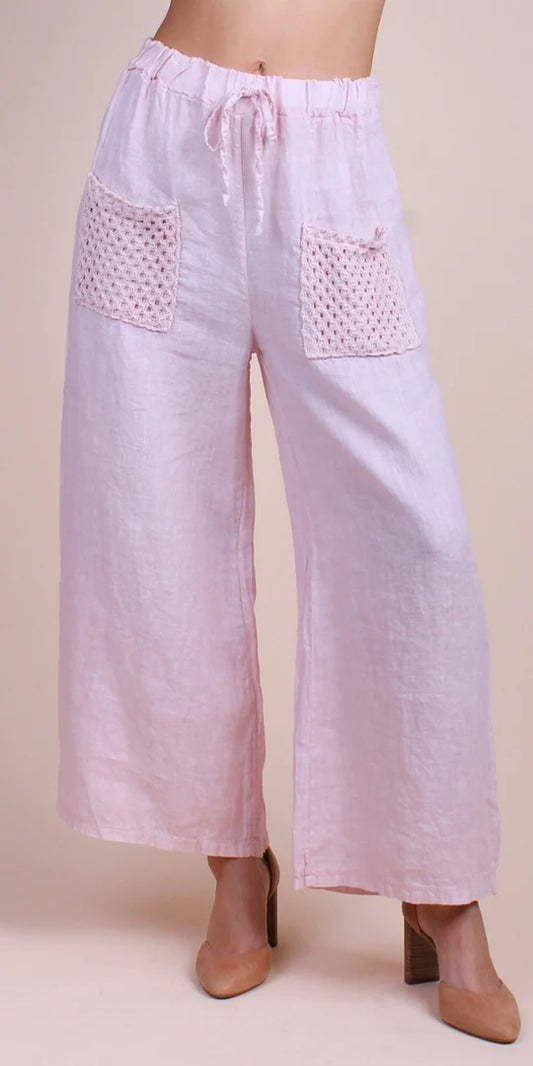 Primavera Linen Pants-Pink