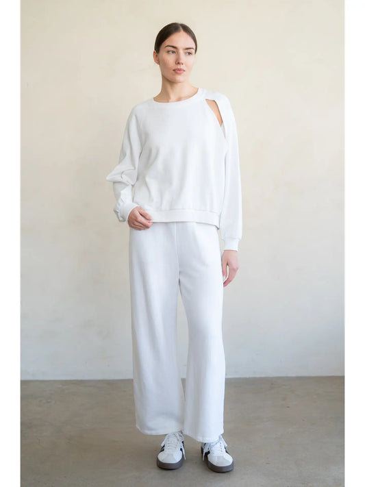 Relaxed Crewneck Sweatshirt-White