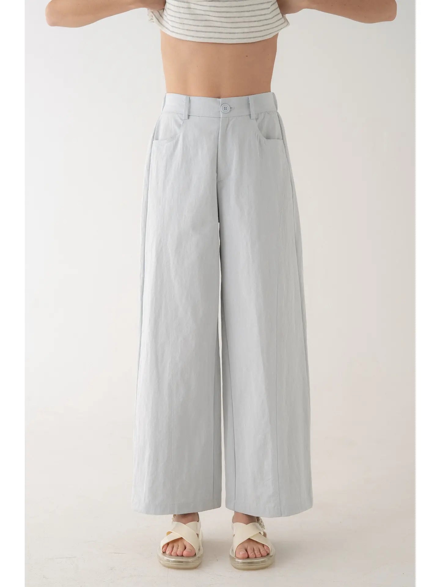 Tailored Straight Leg Pants-Light Blue