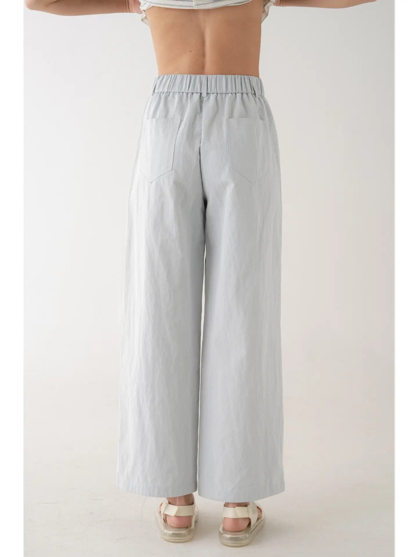 Tailored Straight Leg Pants-Light Blue