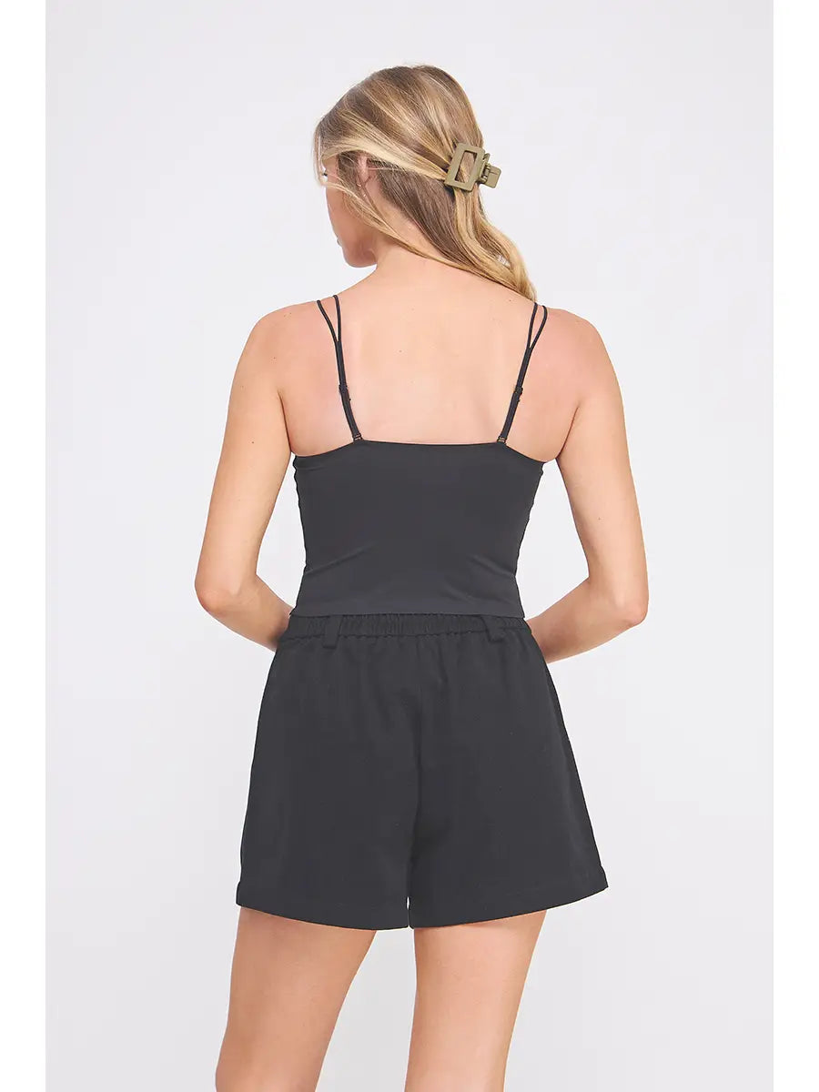 Fine Lace Pattern Scallop Bralette-Black