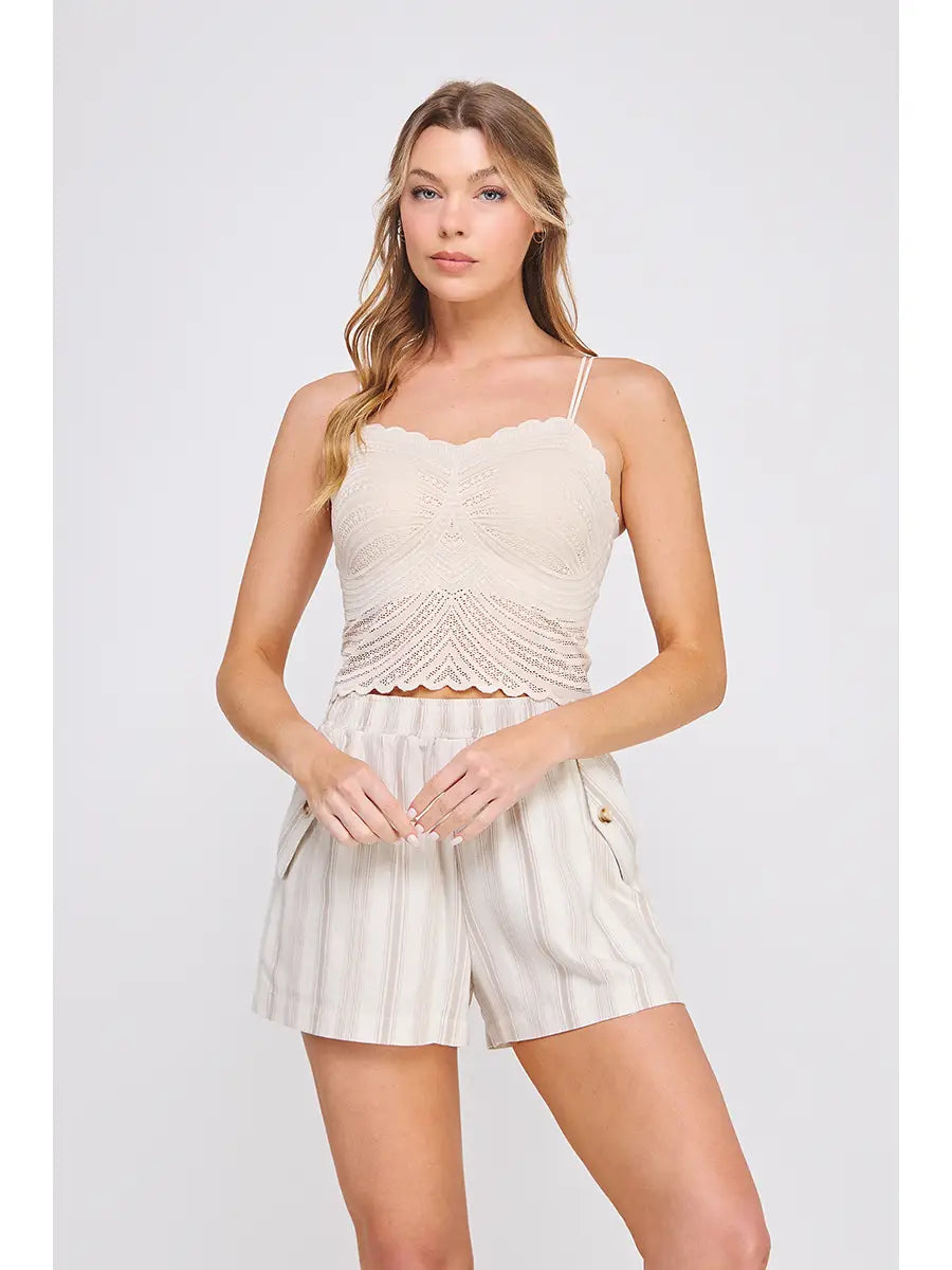 Fine Lace Pattern Scallop Bralette-Off White