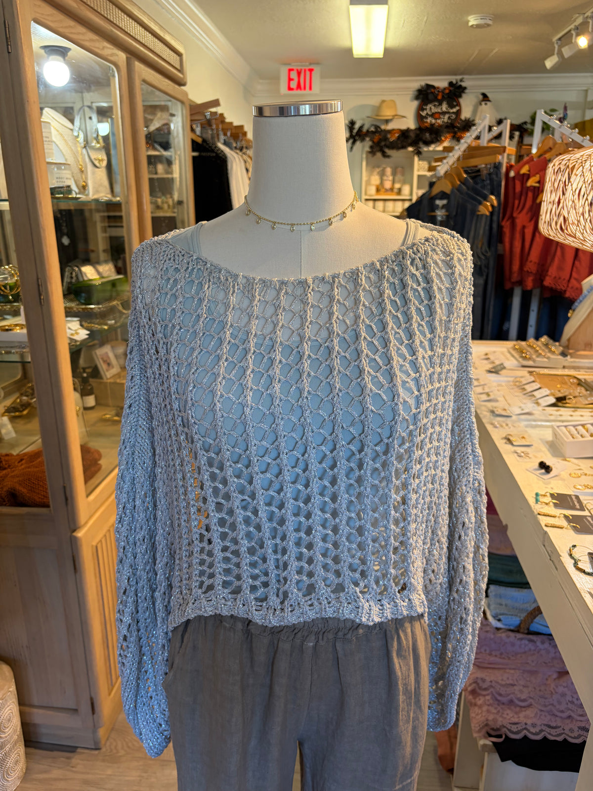 Crochet Top-Silver