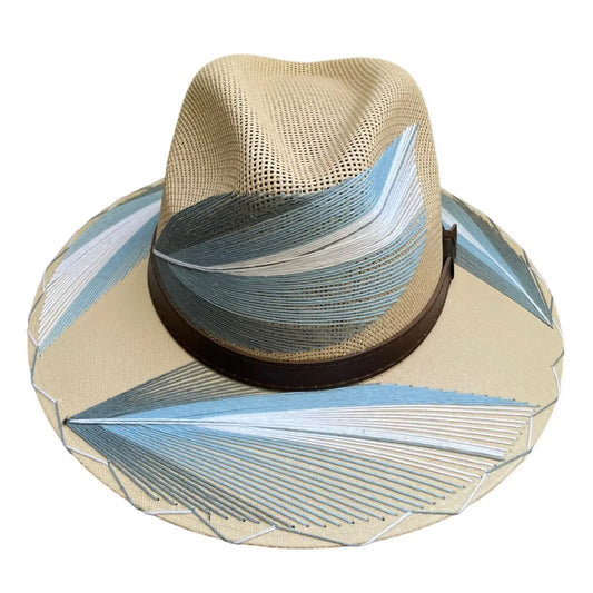 Plums Embroidered Hat-Sky Blue Ombré