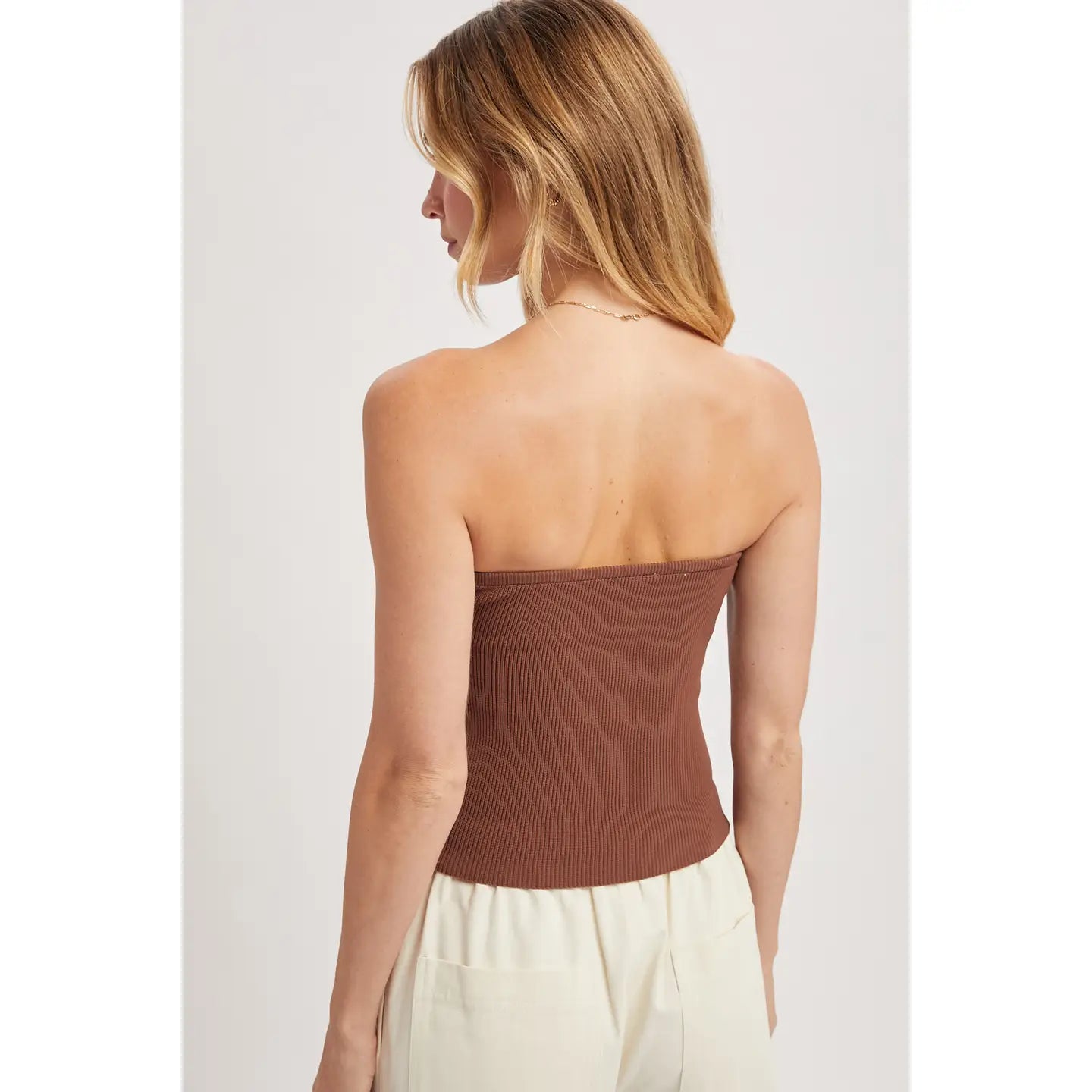 Twist Front Tube Top-Espresso