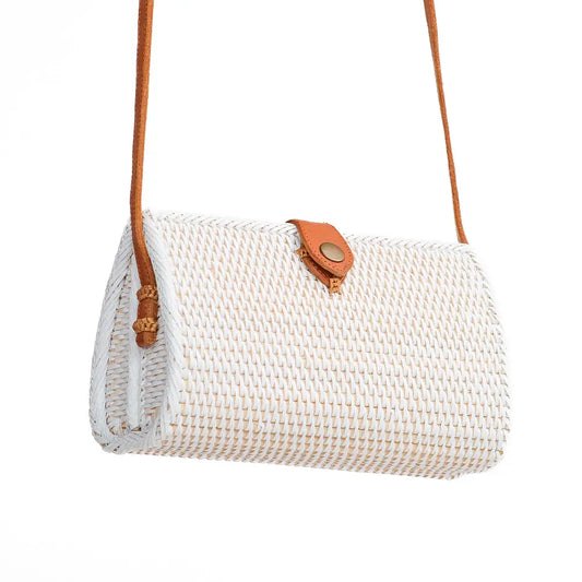 Rattan Water Drop Wallet Clutch Crossbody-White