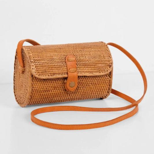 Rattan Wallet Clutch Bali Straw Wicker-Brown