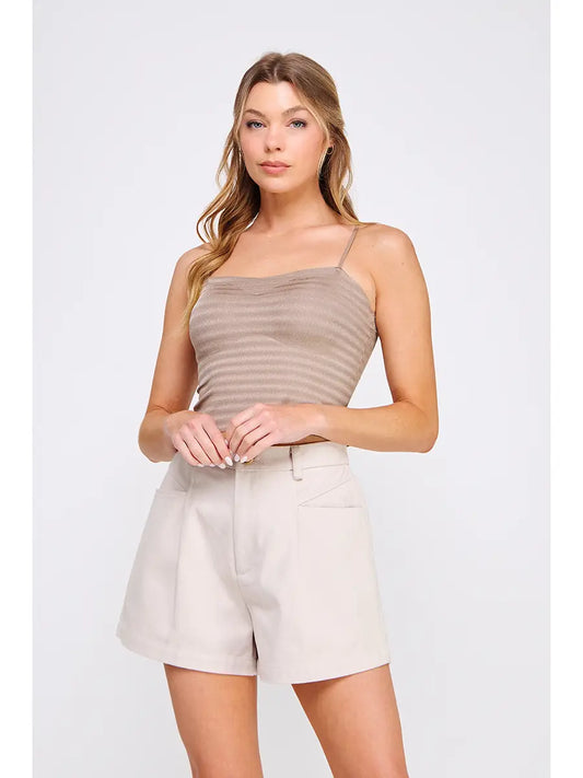 Variegated Lines Shimmer Bralette-Mocha