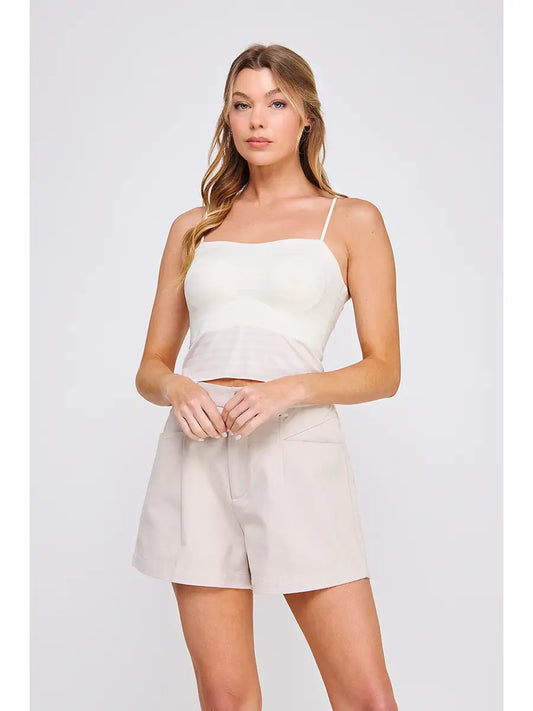 Variegated Lines Shimmer Bralette-Off White