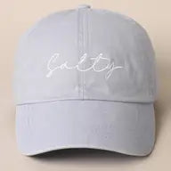 Salty Lettering Embroidery Adjustable Strap Baseball Cap-Light Blue
