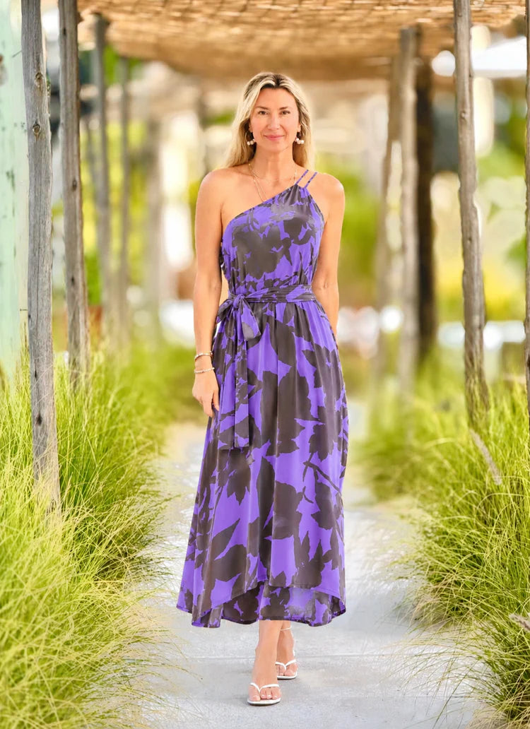 Aurora One Shoulder Dress-Lavender Island