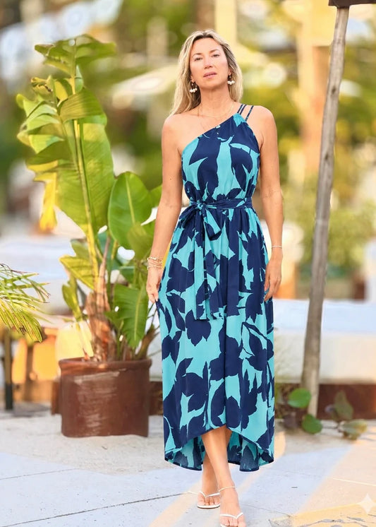 Aurora One Shoulder Dress-Marine Island