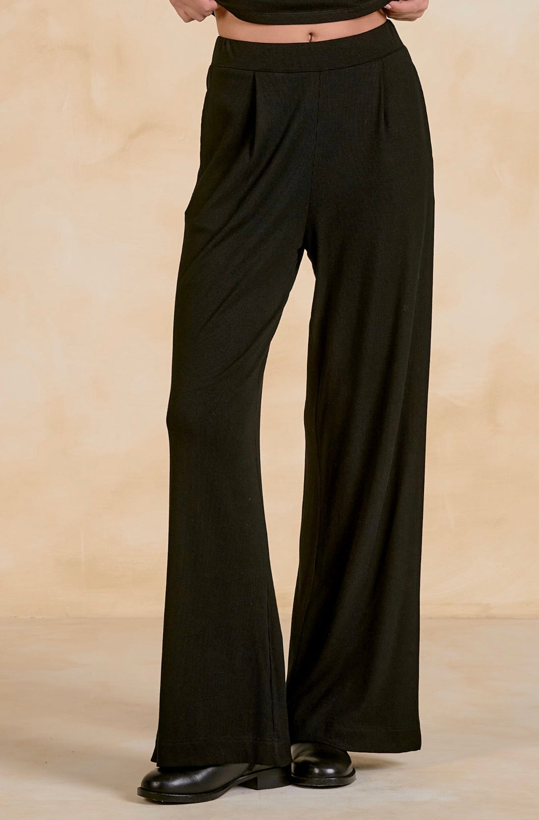 Wide Leg Pants-Black