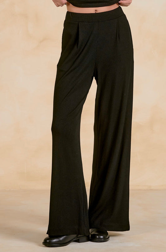 Wide Leg Pants-Black