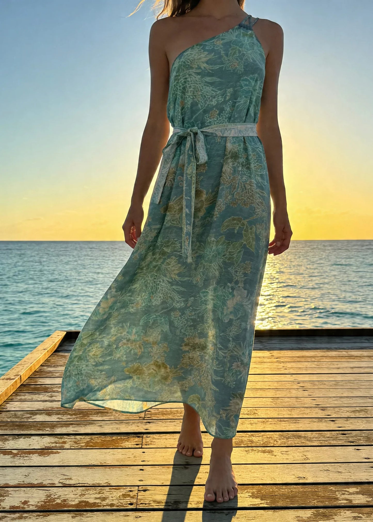 Aurora One Shoulder Dress-Surf Side