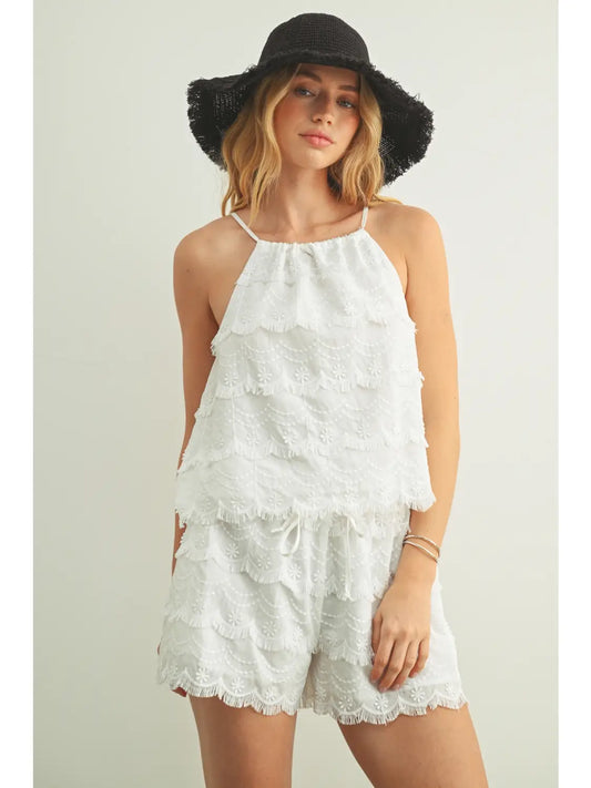 Tassel Trimmed Top-Off White