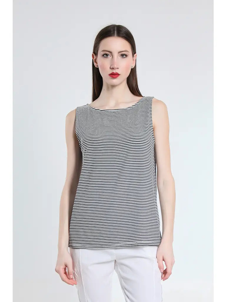 Stripe Luxe Tank - Black