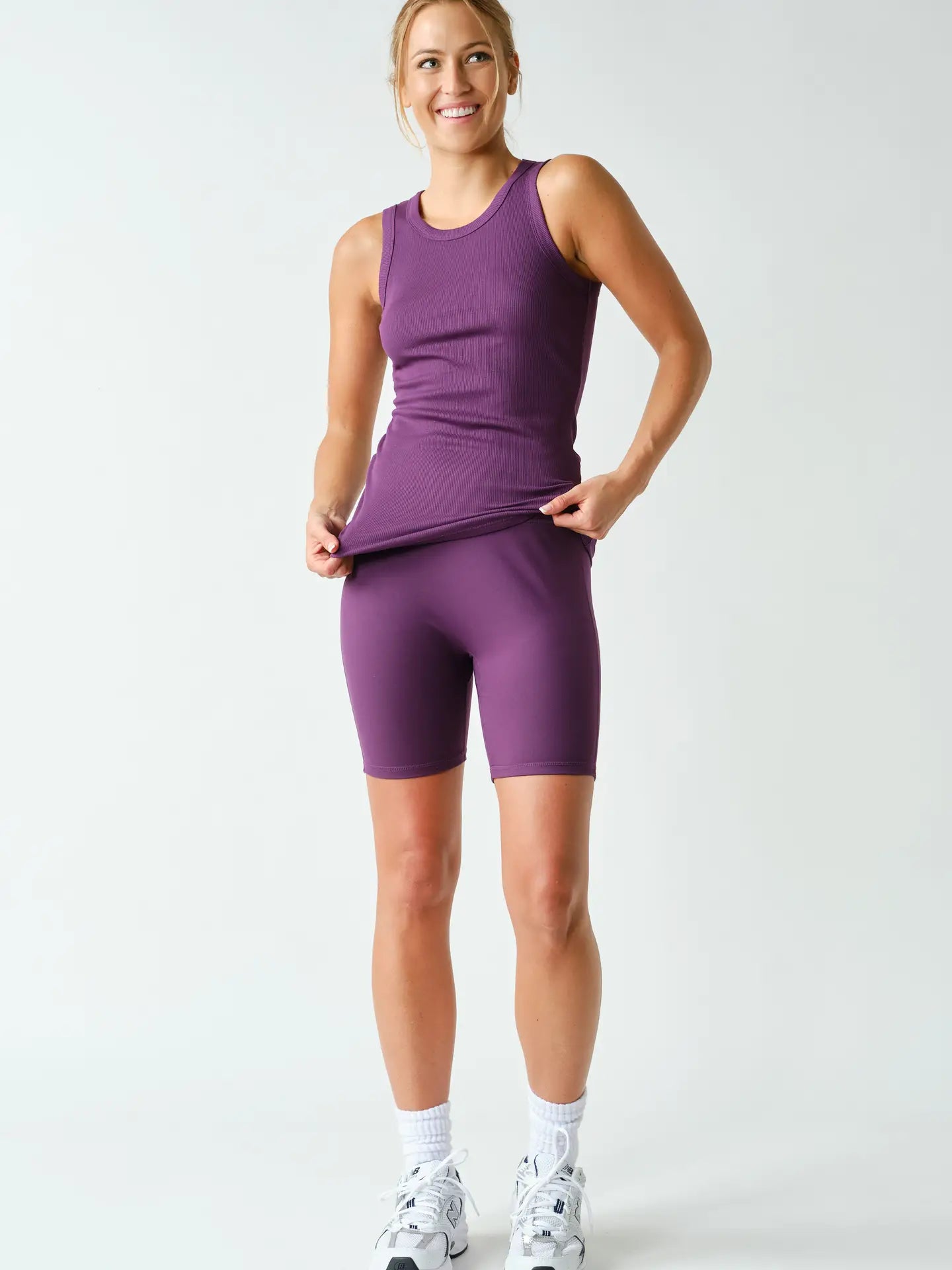 Micro Ribbed Tank Top-Purple Iris