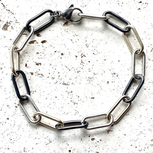 Mixed Metal Paperclip Chain Bracelet