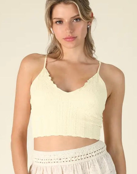 Lace Textured Bralette-Butter Cream